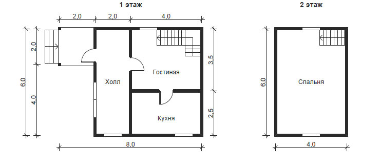 планировка каркасного дома 6х6 м